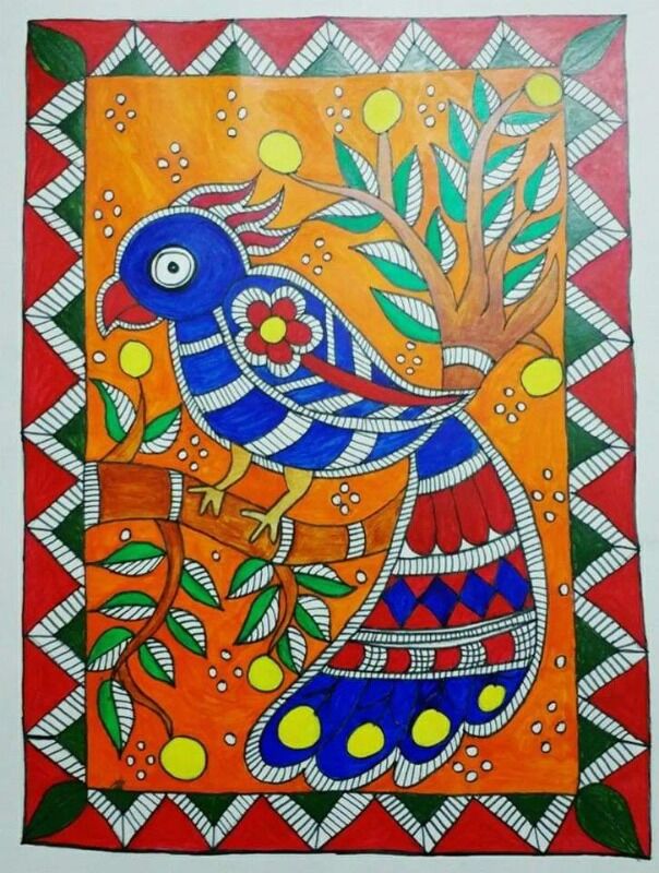 Beautiful Bird- Madhubani Painting
