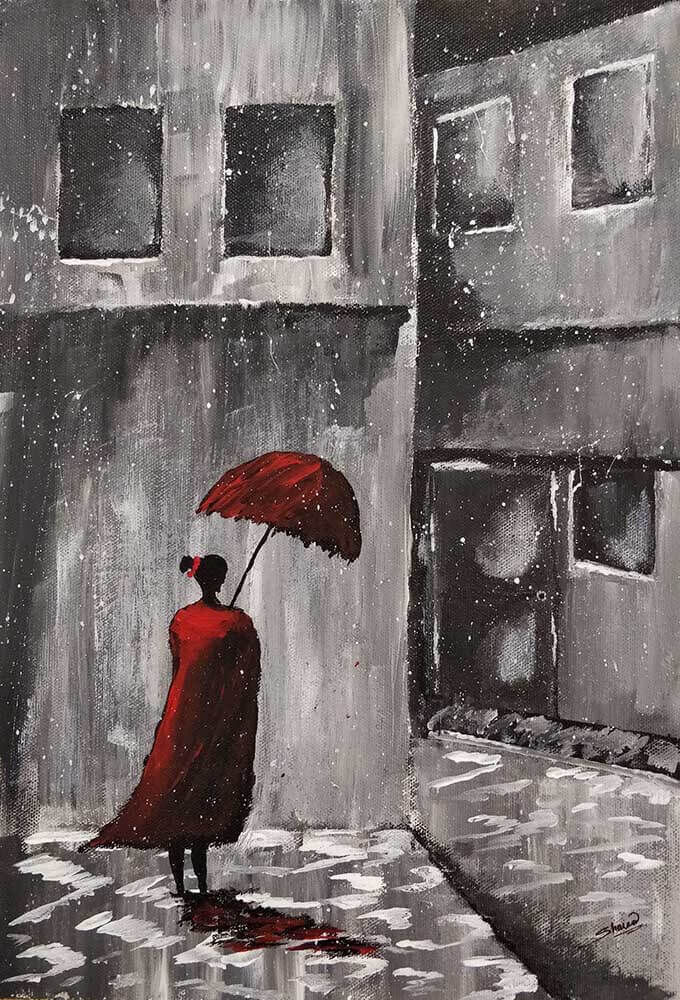 Girl with a red umbrella 
