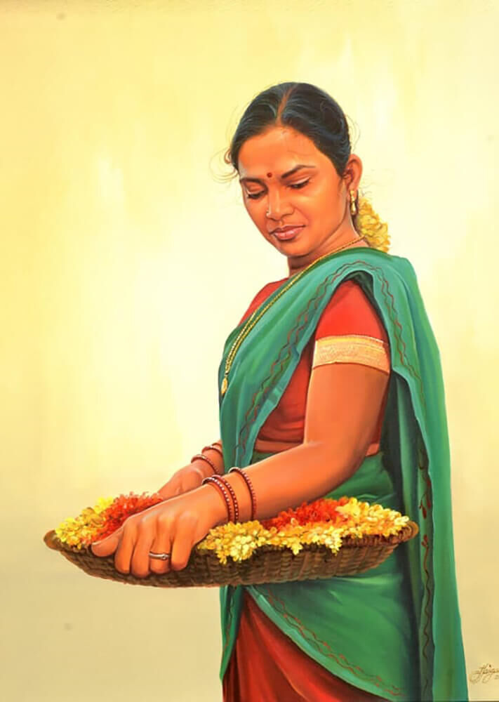 Indian woman with Flowers